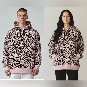 Von Dutch allover Leopard print pink pullover Hoodie unisex size XL pockets NWT